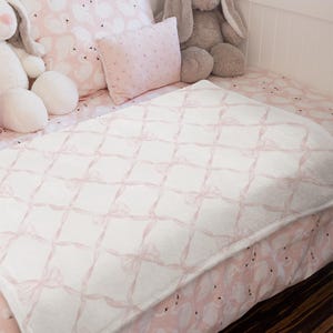 Coquette Blanket, Bow Blanket, Pink Ribbons, Velveteen Plush Blanket, Cozy Home Decor, Baby Shower Gift, Soft Throw Blanket, Gift for Her image 5