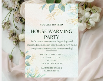 Housewarming uitnodigingskaart afdrukbare, aanpasbare digitale uitnodiging, instant download bewerkbare sjabloon, uitnodiging DIY housewarming-feestje