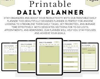 Daily Planner, Daily Schedule, Daily to do list, 24 hour planner, daily agenda, daily hourly planner, downloadable planner, time management