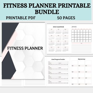 Fitness Planner Printable, Digital Workout Log for Tracking Fitness Goals, Instant Download, Undated Exercise Planner for Health & Wellness