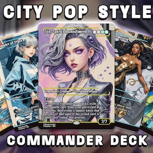 Commander Deck City Pop Custom MTG 100-kaarten EDH-proxy's Magic The Gathering uniek kunstwerk