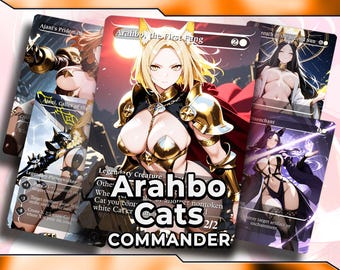 Waifu Arahbo Cats MTG Proxy Commander Deck - Custom 100-Card Anime Magic The Gathering EDH