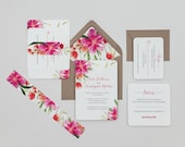Modern Bright Floral Wedding Invitation Template,Modern Pink Floral Wedding Invitation Digital Download,Floral Wedding Printable Invitations