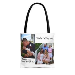 Personalisierte Muttertag Tragetasche, Benutzerdefinierte Fototasche für Mütter, Die Liebe einer Mutter, Geschenk für Sie, Tasche für besondere Anlässe, Familienerinnerungen