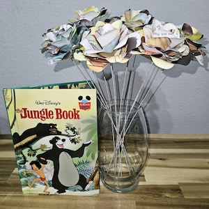 The Jungle Book Storybook Roses, Book Flowers, Paper Flowers, Book Bouquet, Handmade Gift, Personalized Gift, Disney Addict