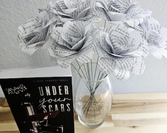 Under Your Scars Book Page Paper Flowers, Handmade, Reader Gift, Teacher, Graduation, Baby Shower, Wedding, Anniversary, Engagement