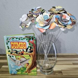 Dumbo Storybook Roses, Book Flowers, Paper Flowers, Book Bouquet, Handmade Gift, Personalized Gift, Bookish Gift, Reader Gift, Disney Addict