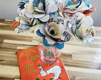 Dr. Seuss Book Page Paper Flowers, Handmade, Teacher Gift, Graduation Gift, Baby Shower
