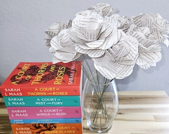 ACOTAR Series Book Flowers, Handmade Paper Roses Bouquet, Reader Gift