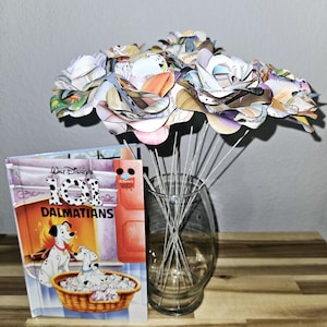101 Dalmations Storybook Roses, Book Flowers, Paper Flowers, Book Bouquet, Handmade Gift, Personalized Gift, Disney Addict