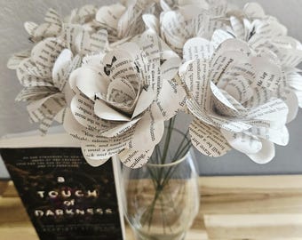 A Touch of Darkness Book Page Paper Flowers, Handmade, Reader Gift, Teacher, Graduation, Baby Shower, Wedding, Anniversary, Engagement