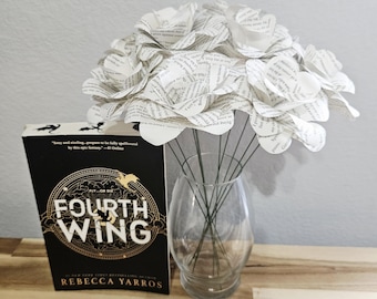 Fourth Wing Book Flowers, Handmade Paper Roses Bouquet