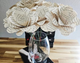 Twilight Saga Book Page Roses Bouquet, Handmade Paper Flowers