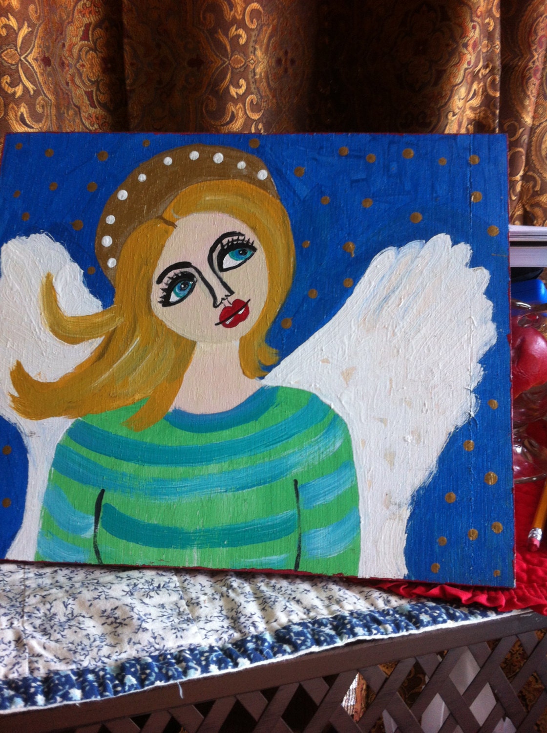 Folk Art Teen Angel Original Painting by Nita picture image