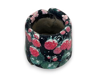 Vaso de cerâmica artesanal em formato de flor de amora – Decoração para jardim noturno