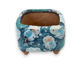 Vaso artesanal de cerâmica para lago de carpas - Vaso encantador para suculentas