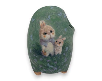 Vase en céramique fait main Bunny Family - Jardinière succulente unique en son genre