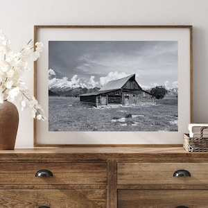 Scheune im Grand Teton National Park, Wyoming, druckbare Wandkunst, rustikale Scheune, Naturlandschaft, Teton Mountains