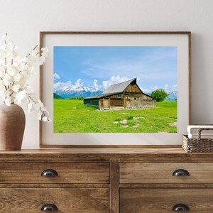 Rustikale Scheune im Grand Teton National Park, Wyoming, druckbare Wandkunst, Scheune, Naturlandschaft, Teton Mountains