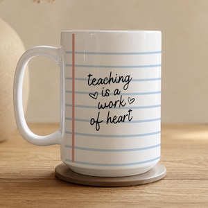 Personalized Notepad Style Teacher Mug: Custom Name Teacher Appreciation Gift