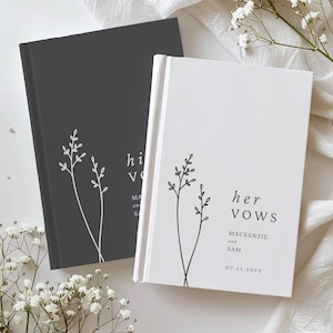 Vow Books for His and Her Vows, Personalized Wedding Day Vow Book, Custom Elegant Wedding Keepsake, Engagement Journal Gift for Couple