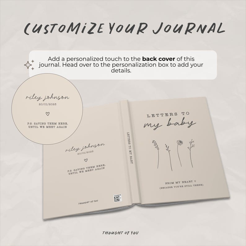 Grief Journal Miscarriage Gift for Mom: Letters to My Baby Hardcover Journal afbeelding 4