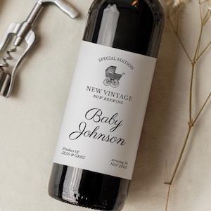 Pregnancy Announcement Wine Label, Custom Baby Reveal Gift for Grandparents, Personalized Bottle Sticker, Baby Shower Gift