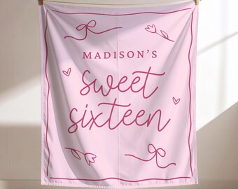 thumbnail image 2 of Personalised Pink Bow Happy Birthday Banner – Large Poster, Any Text (Madvinyl, UK Made) 2 of 6