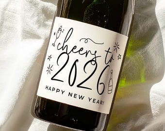 TYXHXTF 112PCS Etichette per Bottiglie di Decorazioni Capodanno 2025, Etichette Personalizzate New Year Wine, Decorazione per Bicchiere di Vino, Etichette Adesive per Bottiglie per New Year Festa Deco