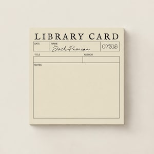 Personalized Library Card Sticky Notes: Vintage-Inspired Bookish Notepad