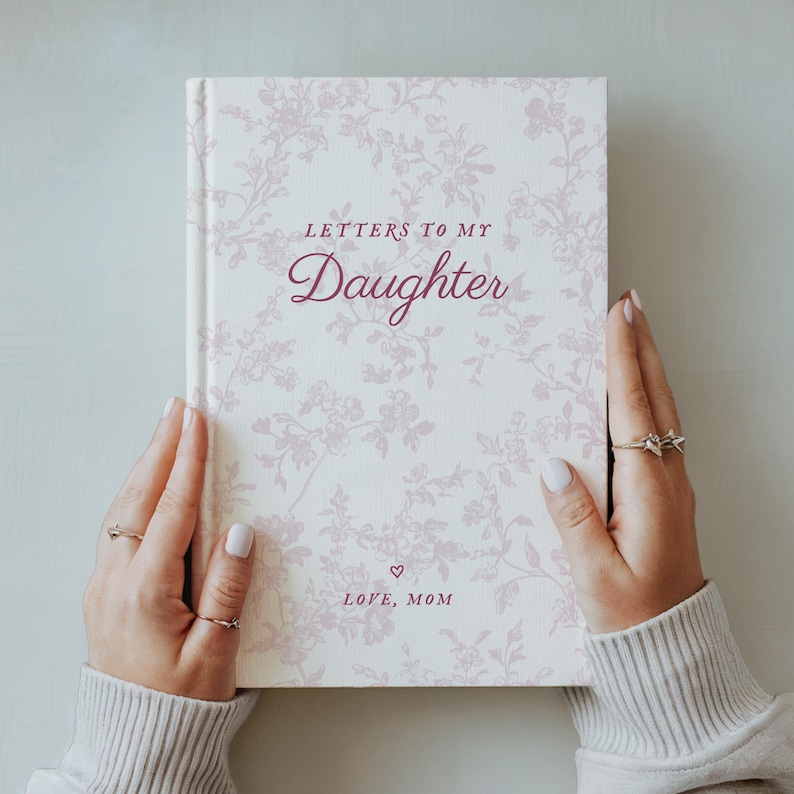 Letters to My Daughter Journal, Personalized Name Memory Book, Custom French Toile Keepsake Notebook, Baby Girl Shower Gift for New Mom image 1