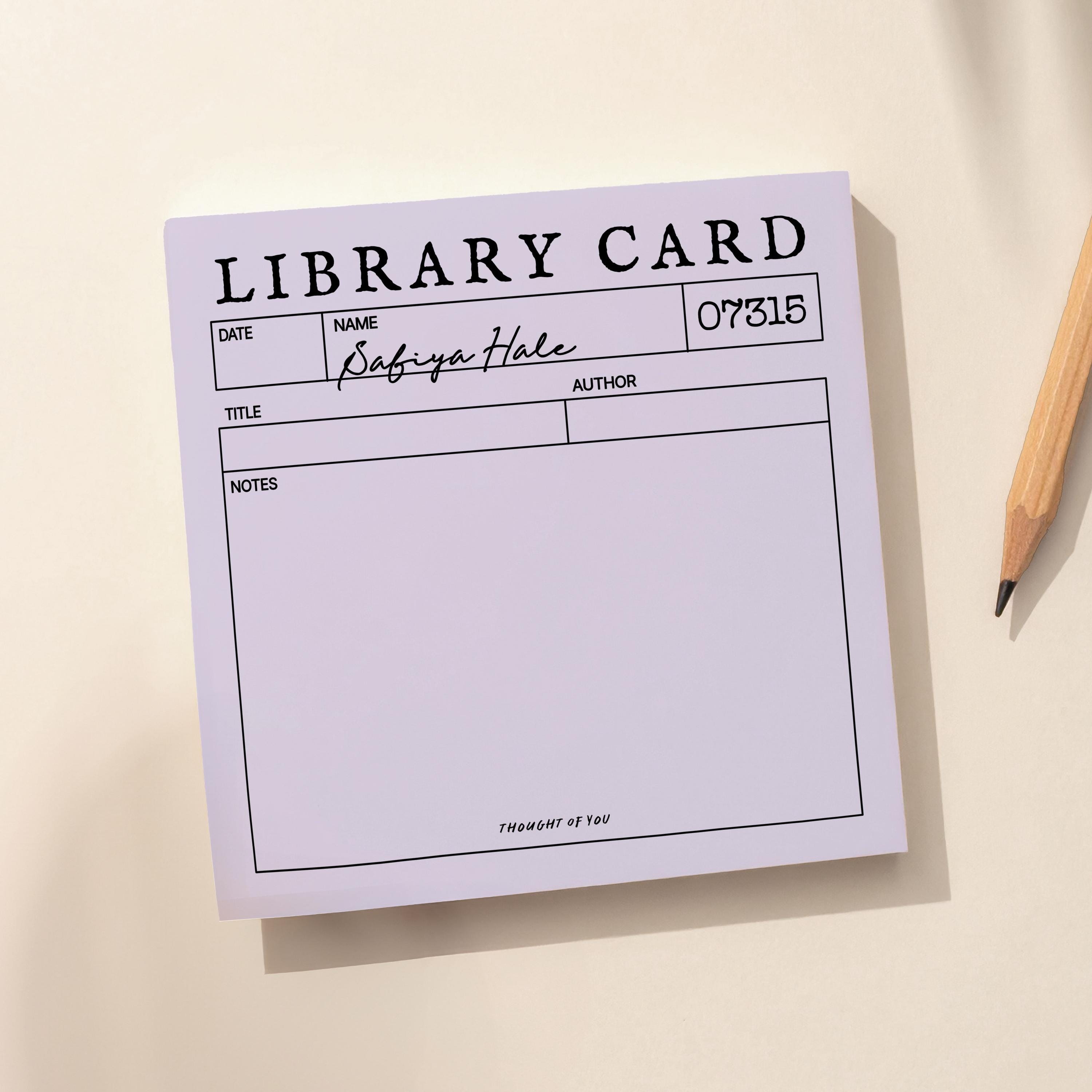 Personalized Library Card Sticky Notes: Vintage-inspired Bookish ...