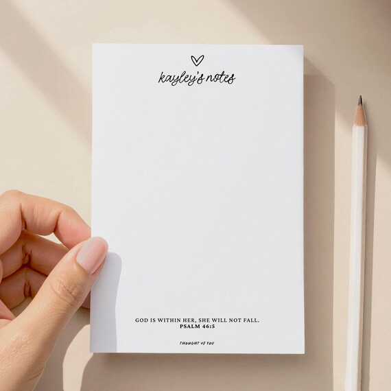 Custom Name Sticky Notes: Christian Bible Verse Notepad