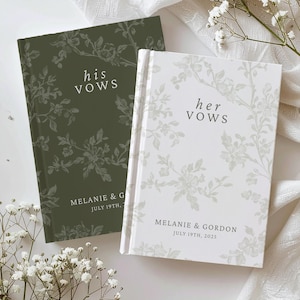 Personalized Wedding Vow Book: French Toile de Jouy His or Hers Vow Journal