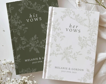 Wedding Vow Book for His and Her Vows, Personalized Wedding Day Vow Journal, Custom Wedding Keepsake Engagement Gift for Couple
