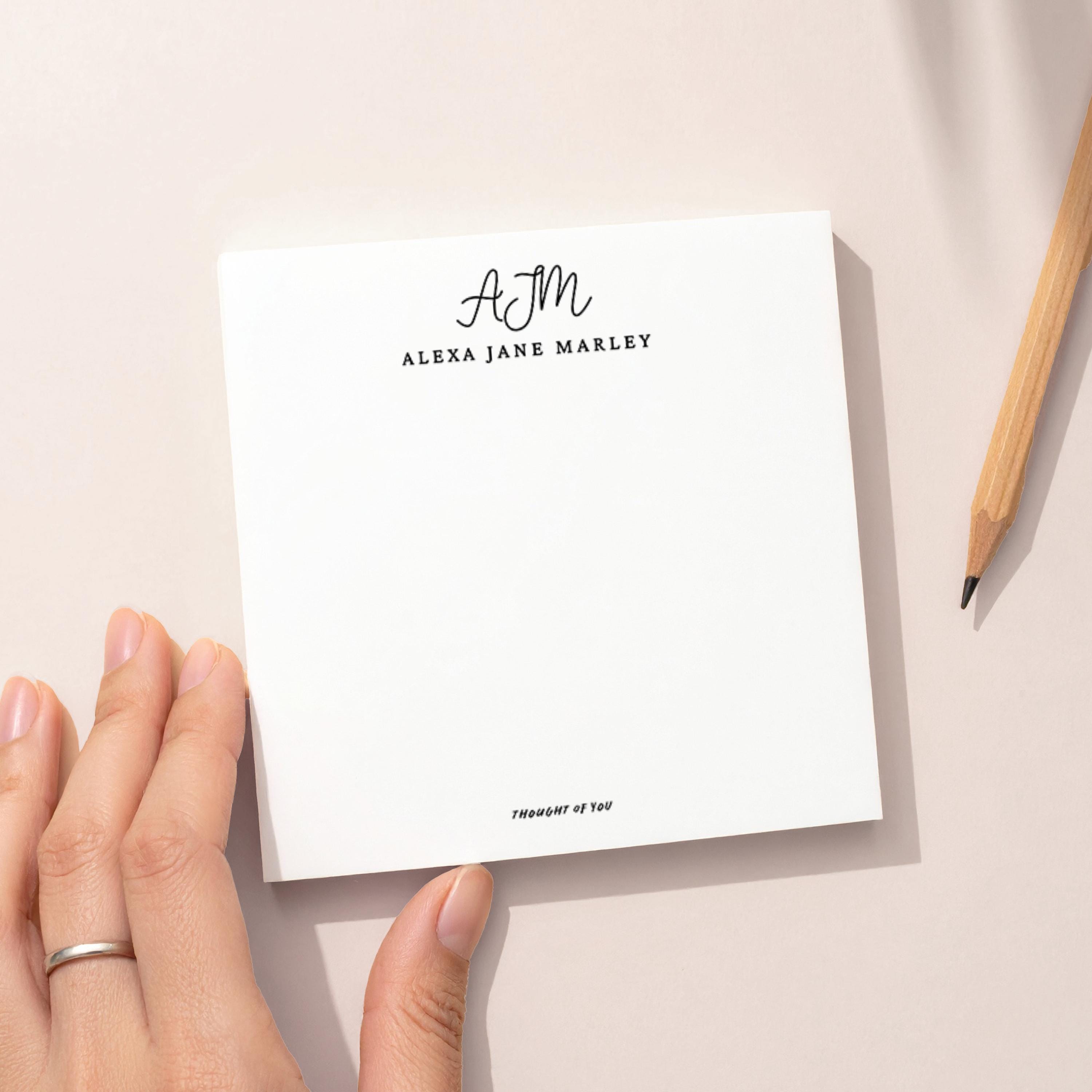 Personalized Monogram Name Sticky Notes: Custom Name Notepad - Etsy