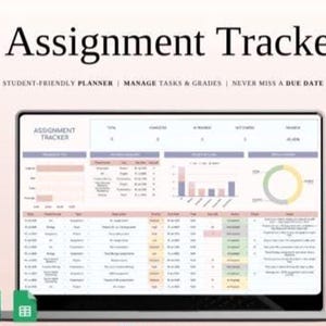 Assignment Tracker Spreadsheet | Google Sheets & Excel Student Planner