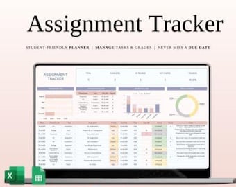 Assignment Tracker Spreadsheet | Student Planner (Google Sheets & Excel)