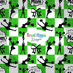 Cheer Mom Seamless Pattern: Hand-Drawn Cheerleading Art (PNG Download, 300 DPI)