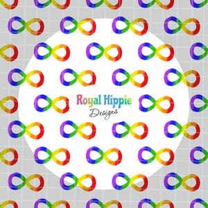 Rainbow Infinity Symbol Seamless Pattern: Autism Awareness Fabric Design (Digital Download)