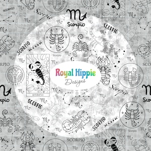 Scorpio Zodiac Seamless Pattern: Hand-Drawn Astrology Digital Paper (PNG Download)