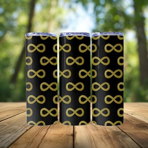 Autism Awareness Tumbler Wrap: Gold Glitter Infinity Pattern (PNG Digital File)
