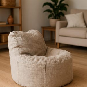 Pouf poire en lin 100 % naturel, pour adultes, enfants, lavable