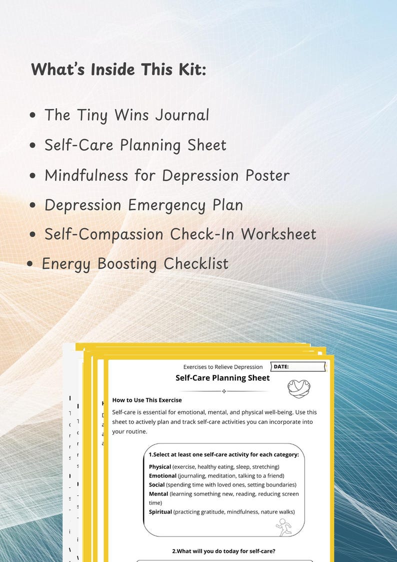 Depression Relief Worksheets | Printable Mental Health Toolkit | Self ...