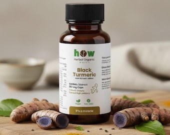 Schwarz Kurkuma 600 mg Kapseln - Natürliche Gelenk & Geist Wellness Unterstützung - Antioxidantien Ergänzung - 30 Vegane Kapseln
