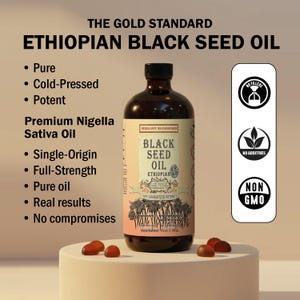 Aceite de semilla negra etíope orgánico, aceite de Kalonji prensado en frío, aceite vegetal puro de Nigella sativa, vegano y con alto contenido de transgénicos, 3,4 % de pureza etíope. imagen 3