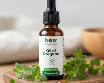 Aceite de orégano 28 g (1 oz) - Aceite esencial natural orgánico puro con gotero de vidrio - Aromaterapia y apoyo inmunológico