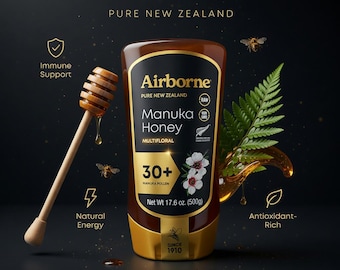 Airborne Manuka Honey 30+ Raw Multifloral New Zealand (17.6 Oz