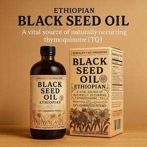 Organic Black Seed Oil Ethiopian Extra Virgin Best High Thymoquinone (8 fl oz Bottle) Black Cumin Seed Oil