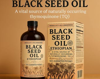 Aceite de semilla negra orgánico, virgen extra etíope, con alto contenido de timoquinona (botella de 226 ml) Aceite de semilla de comino negro